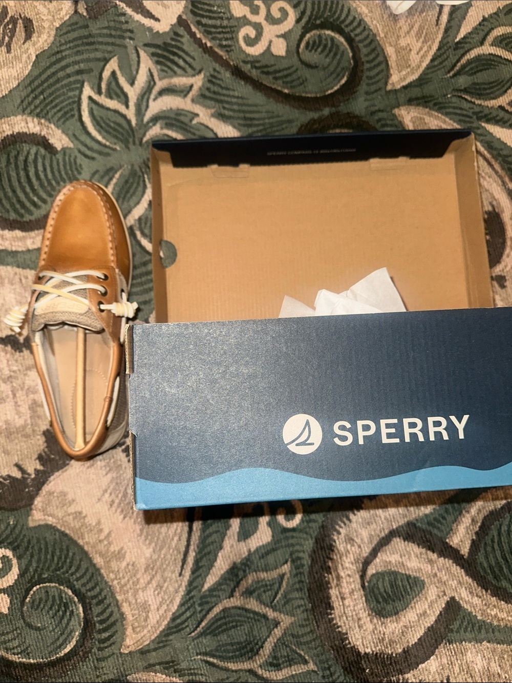 Sperry Men's Tan and White Leather Boat Shoe